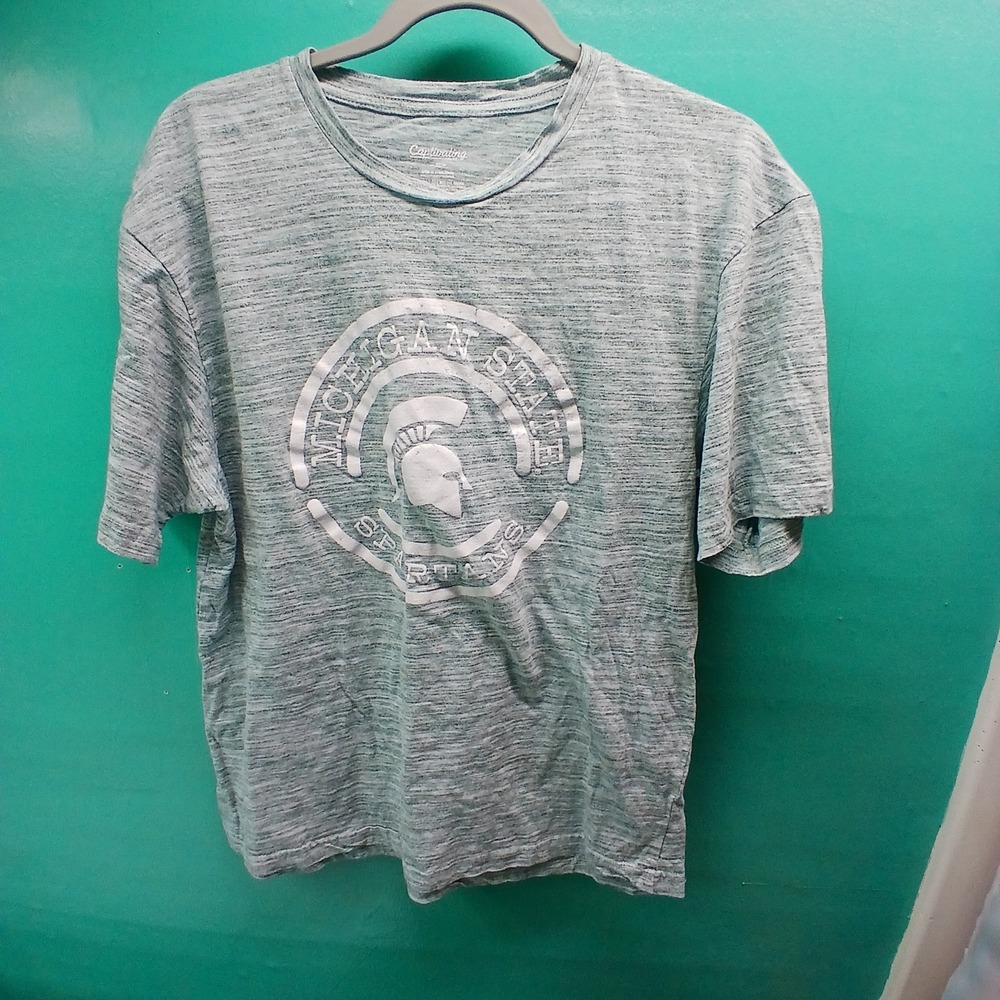 Captivating Apparel Michigan State Spartans XL Green Slub Graphic Tee NCAA MSU